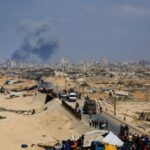 Smoke rises during an Israeli military operation in Gaza City