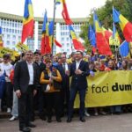 Supporters of Moldova’s pro-European Party of Action and Solidarity (PAS)