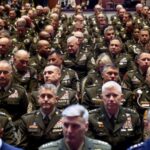 U.S. President Trump presides over a senior military leaders’ meeting