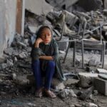 Aftermath of Israeli strikes on a UN school-turned shelter in