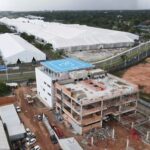 A building with a helipad under construction in Belem to