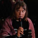 Swedish activist Greta Thunberg attends a press conference, in Stockholm