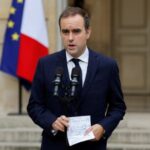 French outgoing Prime Minister Lecornu makes an address at Matignon