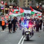 People take part in the ‘Nationwide March for Palestine’ in