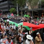 People take part in the ‘Nationwide March for Palestine’ in