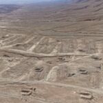A drone view of the mass grave site in the