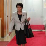 Leader of Japan’s ruling LDP Sanae Takaichi leaves after a meeting with
