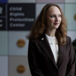 Oksana Chervyakova, representative of Ukraine’s Ombudsman for children’s rights, poses