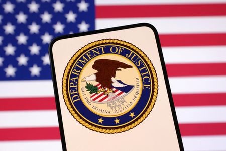 Illustration shows United States Department of Justice logo and U.S.