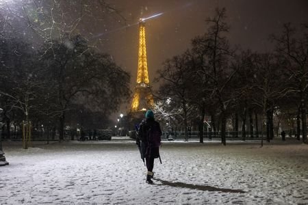 Snow and freezing temperatures hit Paris