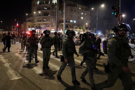 Israeli security forces secure the area, after, according to Israel's