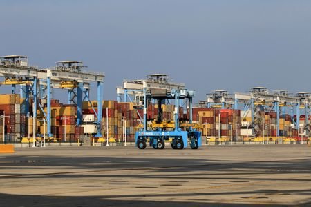 Containers are seen at Abu Dhabi's Khalifa Port after it