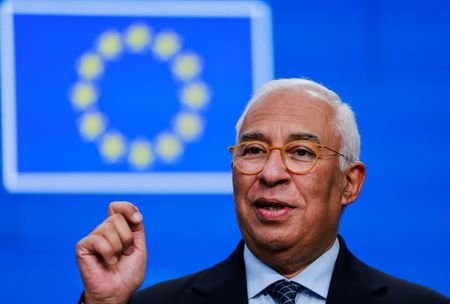 European Council President Antonio Costa holds a press conference during