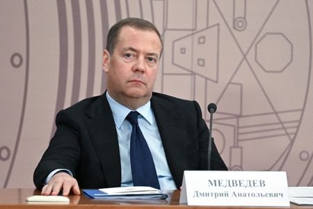 Russian Security Council's Deputy Chairman Medvedev attends a meeting near