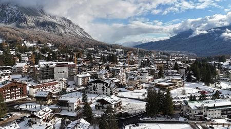 FILE PHOTO: A drone view shows Cortina, a host town