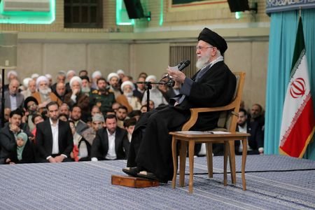Iran's Supreme Leader Ayatollah Ali Khamenei speaks during a meeting