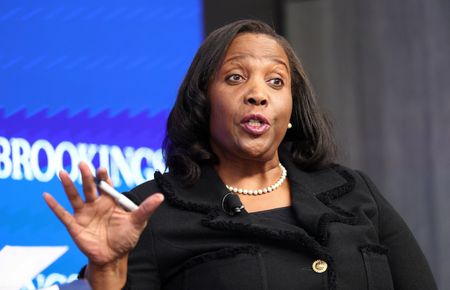 Federal Reserve Board Governor Lisa Cook speaks at the Brookings