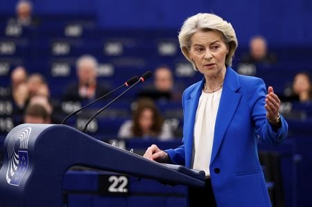 European Commission President Ursula von der Leyen addresses the EU