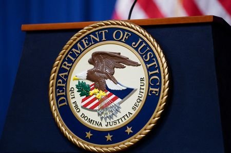 FILE PHOTO: U.S. Justice Department seal is seen at Justice
