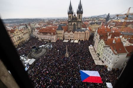 A demonstration in support of Czech President called