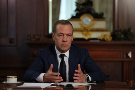 Dmitry Medvedev attends an interview in the Moscow region