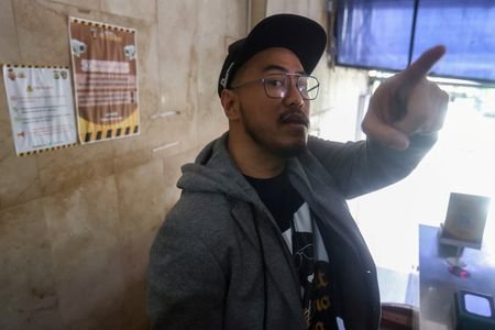 Indonesian comedian Pandji Pragiwaksono talks to journalists in Jakarta