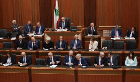 Lebanese Parliament Speaker Nabih Berri and members of the Lebanese