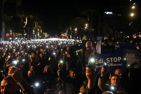 FILE PHOTO: Anti-government protest in Tirana
