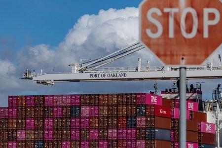 Cargo ship at the port of Oakland, California