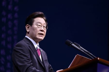 South Korea's President Lee Jae Myung delivers his speech during