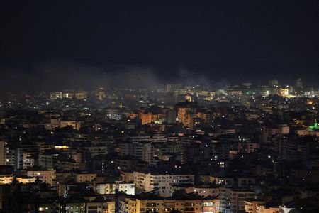 Smoke rises after Israeli strikes in Beirut's southern suburbs