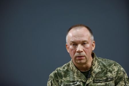 Commander of the Ukrainian Ground Forces Syrskyi attends an in