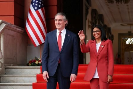 Venezuela's interim President Rodriguez meets U.S. Interior Secretary Burgum, in