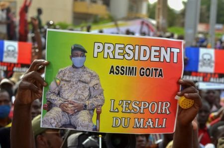 FILE PHOTO: Supporters of Mali's M5-RFP opposition coalition, gather during