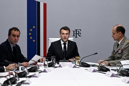 France's President Macron addresses a national defence council following U.S.
