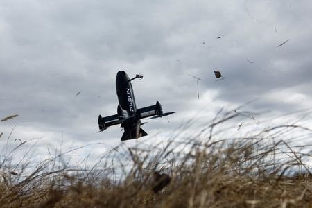 FILE PHOTO: P1-Sun FPV interceptor drone takes off during a