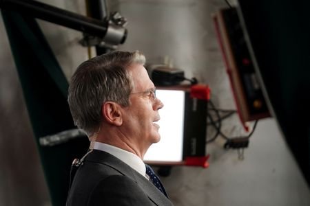 U.S. Treasury Secretary Scott Bessent gives a television interview outside