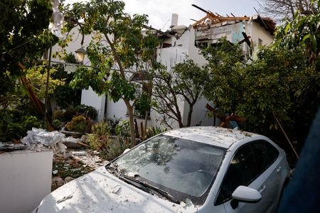 FILE PHOTO: Impact site following missiles launched from Iran, in
