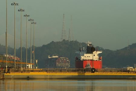 Maritime traffic moves through Panama Canal locks