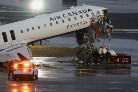 Air Canada Express jet collides with a ground vehicle at