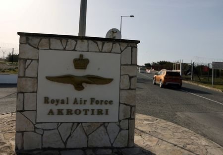 FILE PHOTO: A car drives in at the RAF Akrotiri,