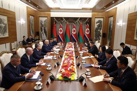 Belarusian President Alexander Lukashenko meets with North Korean leader Kim