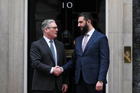 Syrian President Ahmed al-Sharaa at 10 Downing Street, in London