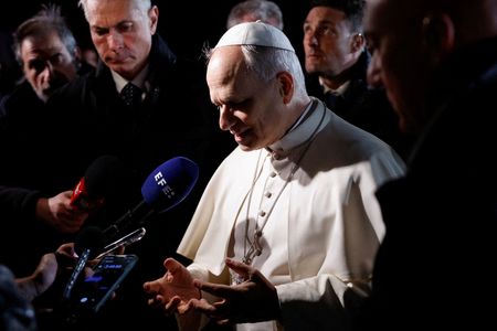 Pope Leo leaves the papal residence to head back to