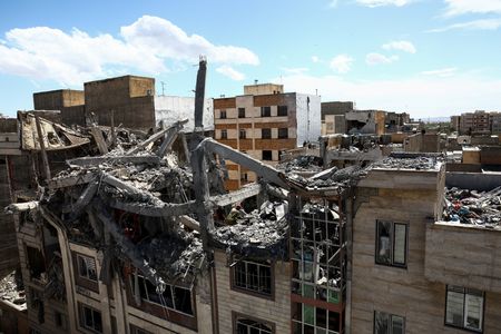 Aftermath of a strike on a residential building in Tehran