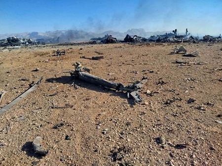 Photos purporting to show U.S. aircraft destroyed during the U.S.