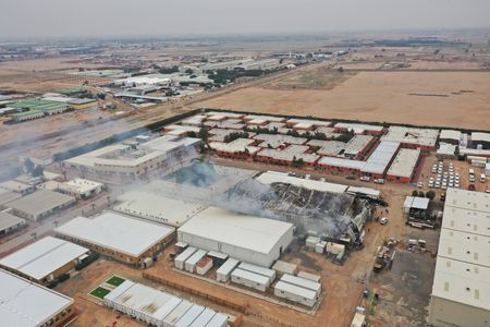 FILE PHOTO: A drone view shows damage at storage facilities