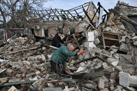 Aftermath of a Russian air strike on outskirts of Zaporizhzhia