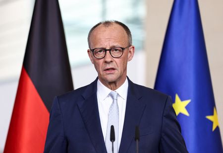 German Chancellor Friedrich Merz speaks to the media in Berlin