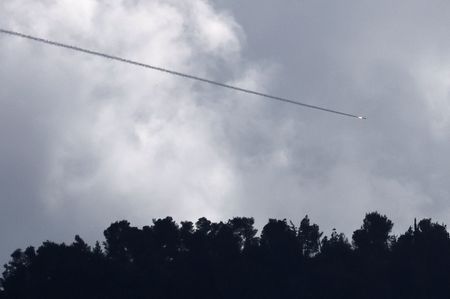 An Israeli anti-missile system operates for interceptions, in northern Israel